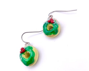 Christmas Gift for Girls / Jewelry / Holiday Earrings for Her / Sparkle Donut / Kawaii Aesthetic / Hypoallergenic