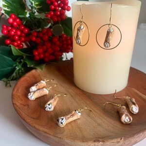 Italian Dessert Earrings / Chocolate Chip Cannoli Dangles / Christmas NYC / Staten Island Brooklyn New Jersey / Gift for Daughter Nonna image 4