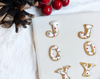Festive Christmas Cookie Earrings / Joy Clay Holiday Dessert Dangles / Funky Trendy Polymer Gift / Ugly Sweater Party Accessory / Maximalist