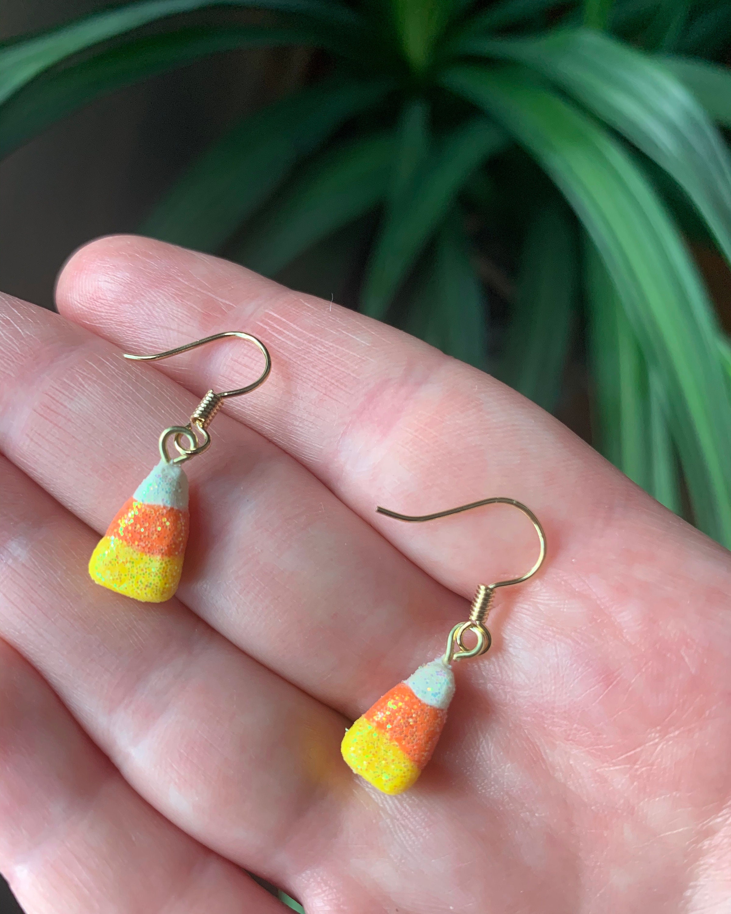 Candy Corn Earrings / Small Cute Sparkle Autumn Halloween Etsy