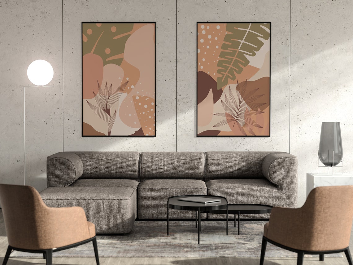 Mid century modern art Gallery wall bundle Boho Wall Art Etsy