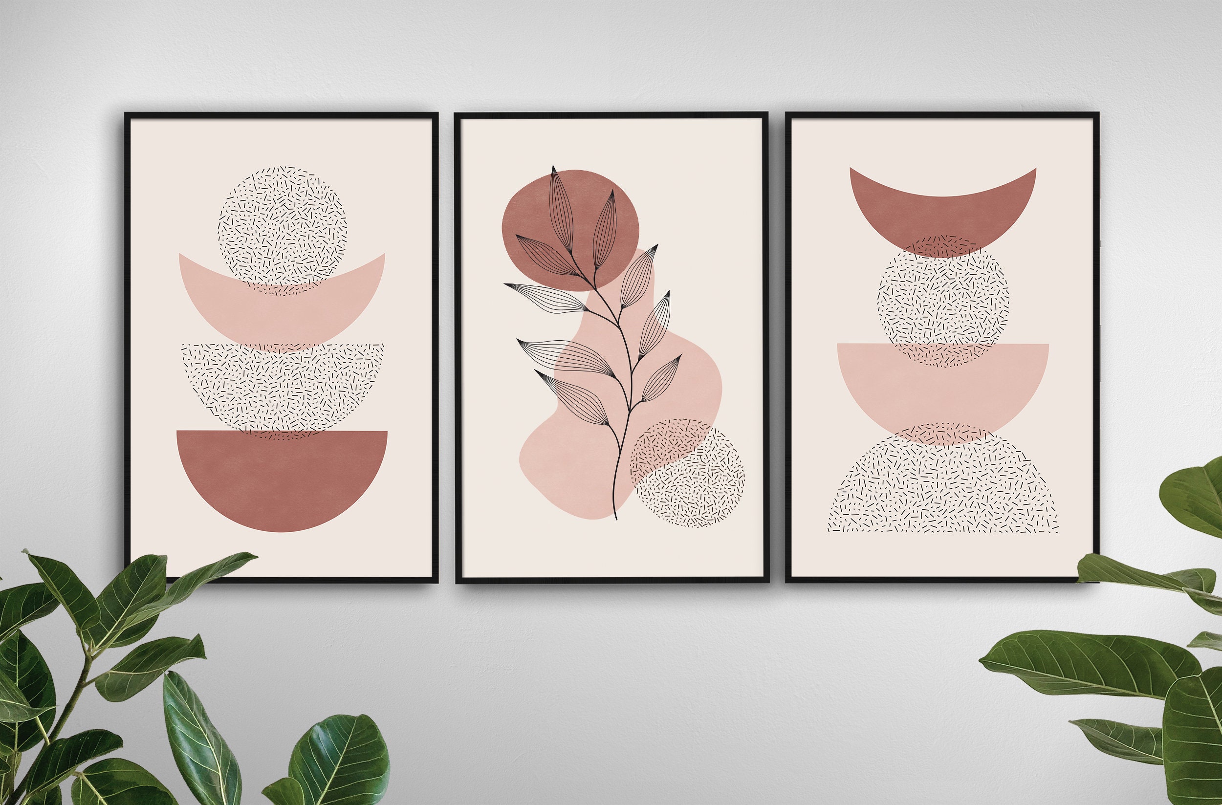 Boho Art Set of 3 Prints Mid century modern art Gallery wall Etsy