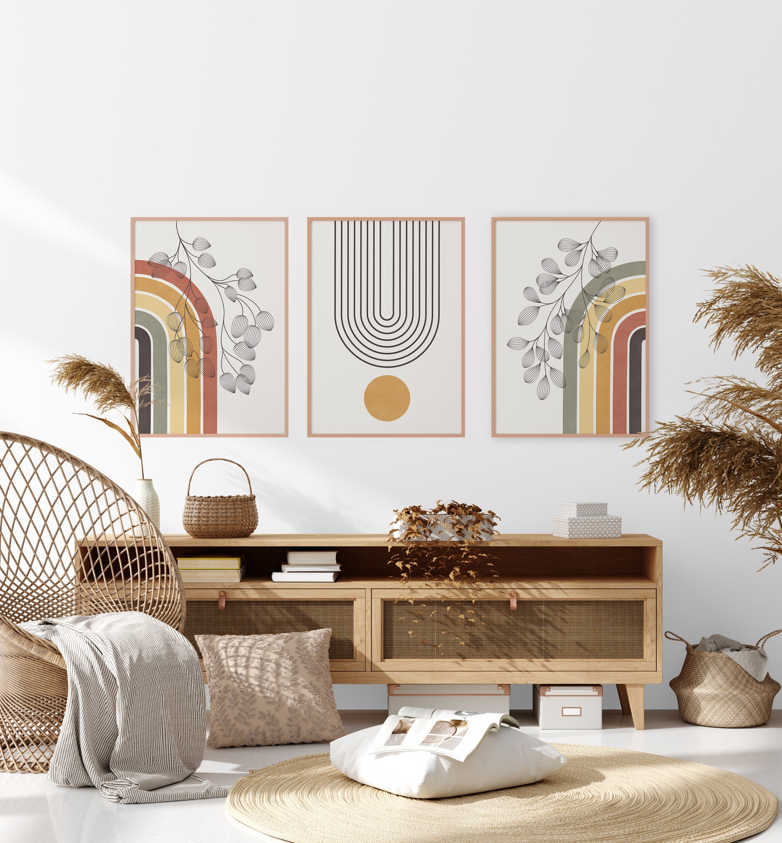 Mid century modern art Gallery wall bundle Botanical Print Etsy