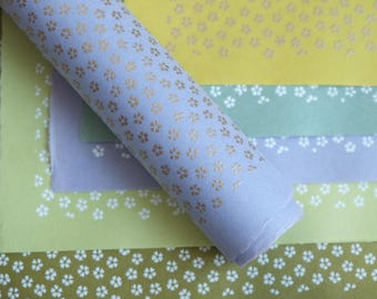 Papel Washi Japonés– Mingeishi – Patrón Katazuri Nadeshiko – Para Origami, Manualidades, Decoración