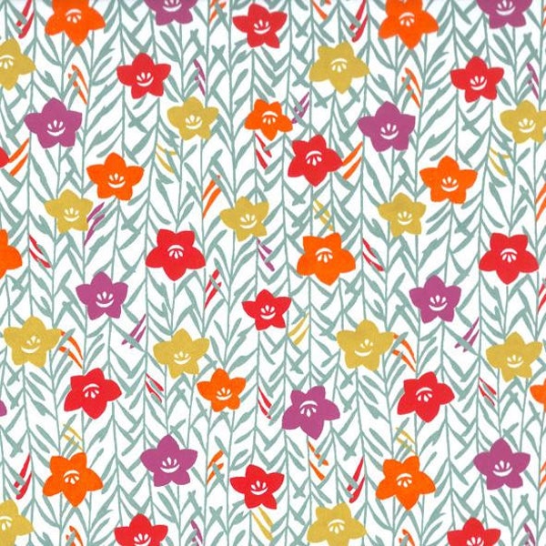 Yuzen Chiyogami Japanese Paper - "Bellflower" pattern in vintage colors