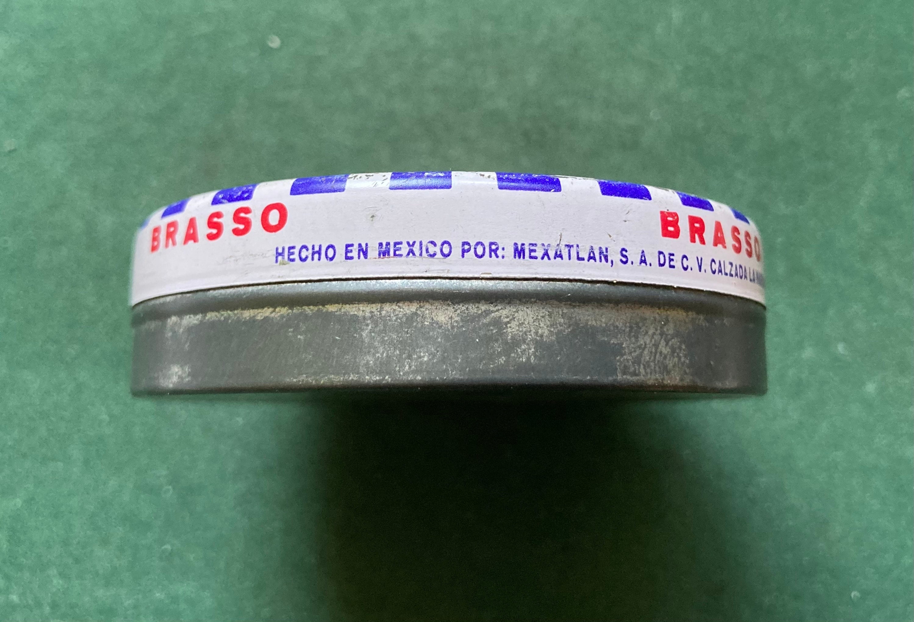 Vintage Old British Make Brasso Metal Polish Ad Round Shape Litho Tin Box  London