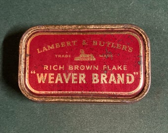 Vintage 2oz Lambert & Butler’s ‘Weaver Brand’ Rich Brown Flake Tobacco Tin