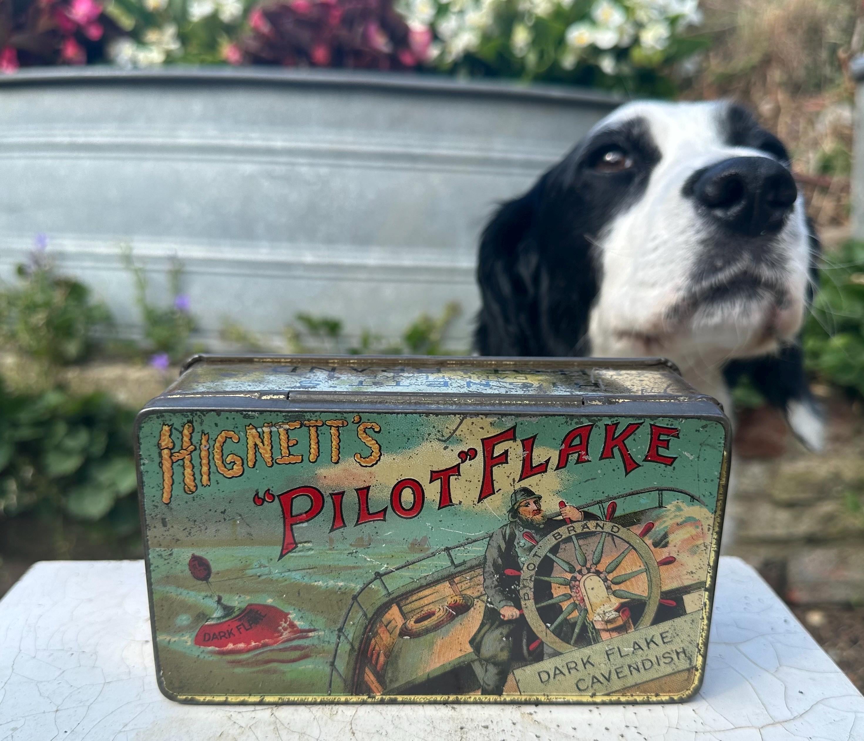 pilot tobacco Hignetts Flake Ship Image Tin c1900s in Antique Tins Today, FDA authorized the marketing
