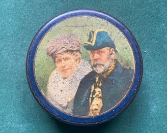 Rare Wyllie Barr & Ross Free Sample George V Round Biscuit Tin (Glasgow)