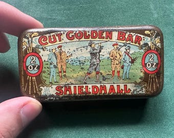 Zeldzame SCWS Gesneden Golden Bar Shieldhall 2oz tabaksblik (Glasgow)