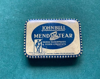 Vintage Small John Bull Mend A Tear Tin (Fawn Outfit) with Contents