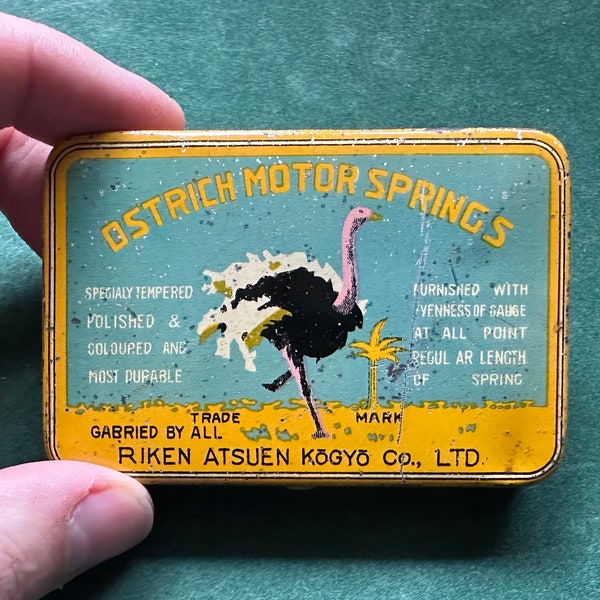 Rare Vintage Ostrich Motor Springs Tin (Japan)