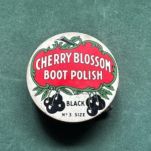 Vintage &#39;Cherry Blossom&#39; Black Boot Polish Tin