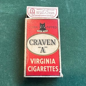 Vintage Empty Craven &#39;A&#39; 10 Cigarette Packet (with original slider) - Carreras