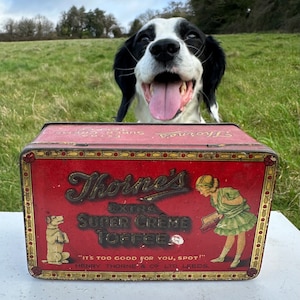 Vintage Medium Sized Thorne&#39;s Extra Super Creme Toffee Tin (Leeds)