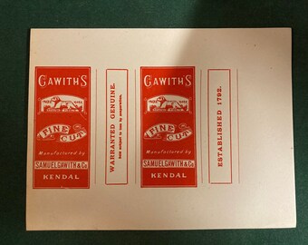 Unused &#39;Gawith&#39;s Fine Cut&#39; Tobacco Label (Samuel Gawith, Kendal)