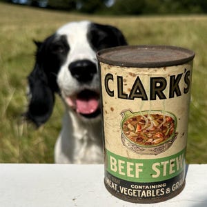 Vintage Clark's Beef Stew Old Advertising Shop Display Tin