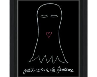 Petit Coeur de Fantome Framed Canvas 20x25 cm / 8x10″