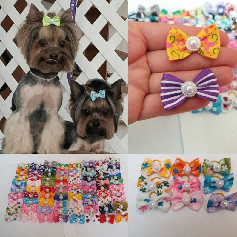 Dog hair bow 10/20/50pcs dog elastic band Etsy