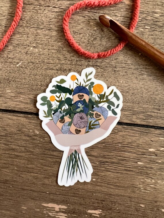 Yarn bouquet sticker / yarn sticker / crocheter sticker / planner laptop, journal sticker
