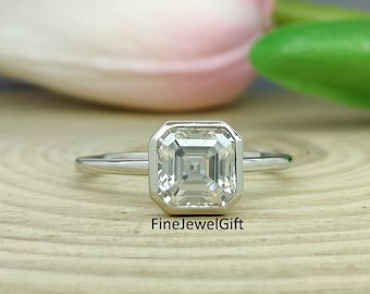 Pierścionek o szlifie asscher 3,50 karata, 18-karatowe złoto