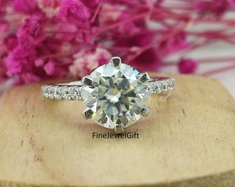 2.60Ct Brilliant Round Cut Engagement And Wedding Ring/Solitaire Ring/Birthday Gift Ring/CZ Ring/Silver Ring/Solid White Gold Best Ring