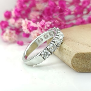 9 Stone Wedding Band 1.50 Ct 3.5 MM Each Colorless Moissanite & Lab Diamond Wedding Band-Half Eternity Band-Solitaire Band-Anniversary Band
