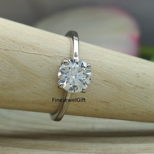 1.30Ct (7MM) Round Cut Moissanite- Lab Grown Solitaire Anniversary Ring-4 Prong Ring-Luxury Gift Ring-Solid Gold And Silver Ring For Woman
