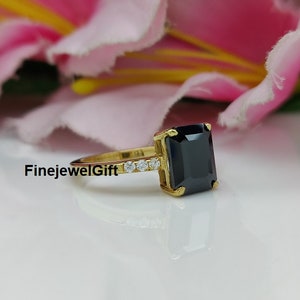 2.50 Carat Black Emerald Real Moissanite Engagement Ring/ Simulated Diamond Ring/14K/18K Solid Yellow/White/Rose Gold Ring/925 Silver Ring
