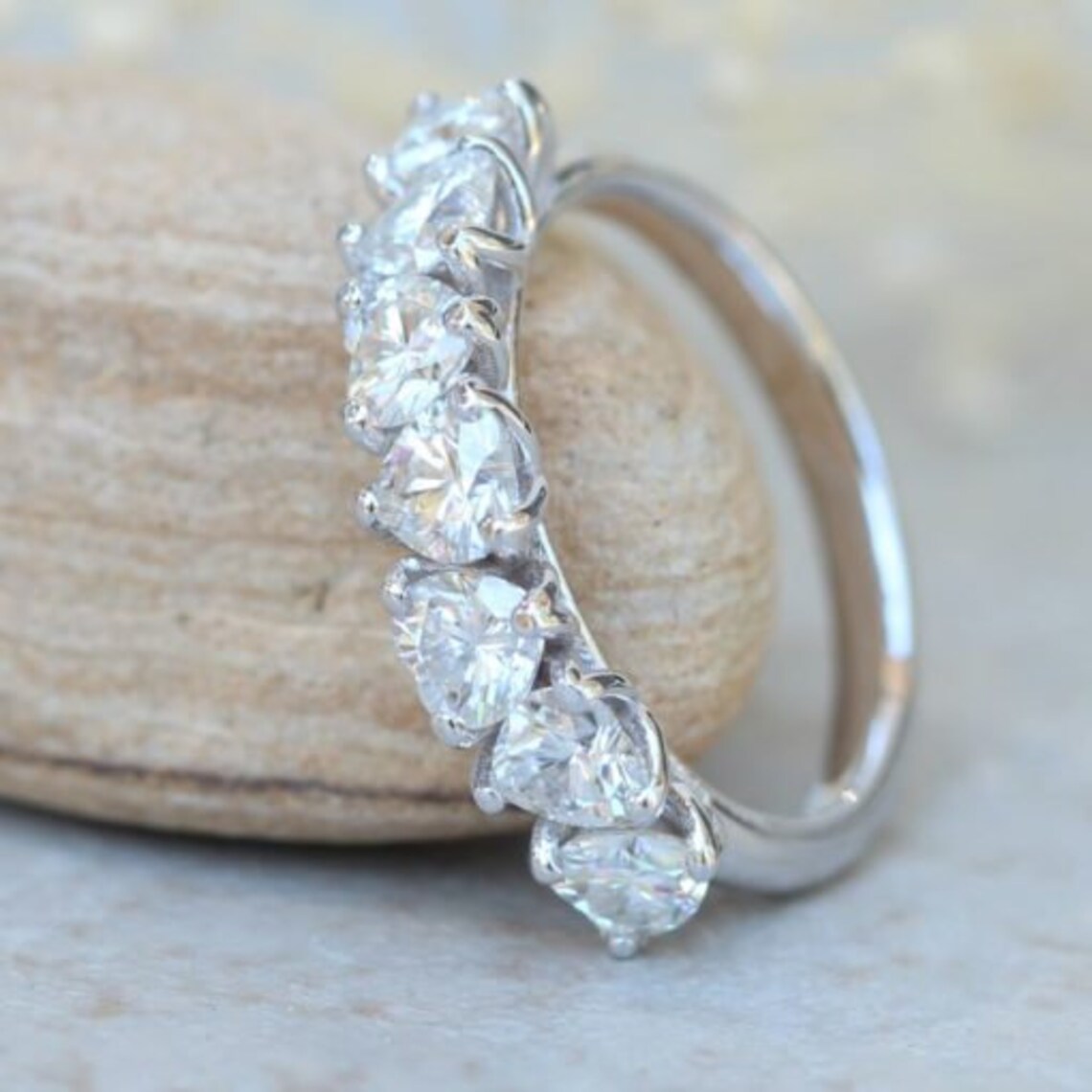 7-stone Hearts Diamond Rings 1.70 Carat Heart Shape White - Etsy