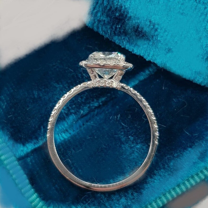 Classic Halo Engagement Ring 2 CT Cushion Cut Moissanite Ring Unique Jewelry For Women 14k White Gold Wedding Anniversary Ring,Gift Ring
