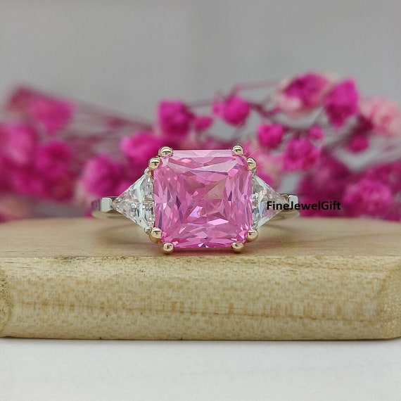 Custom Purple And Pink Sapphire And Diamond Engagement Ring