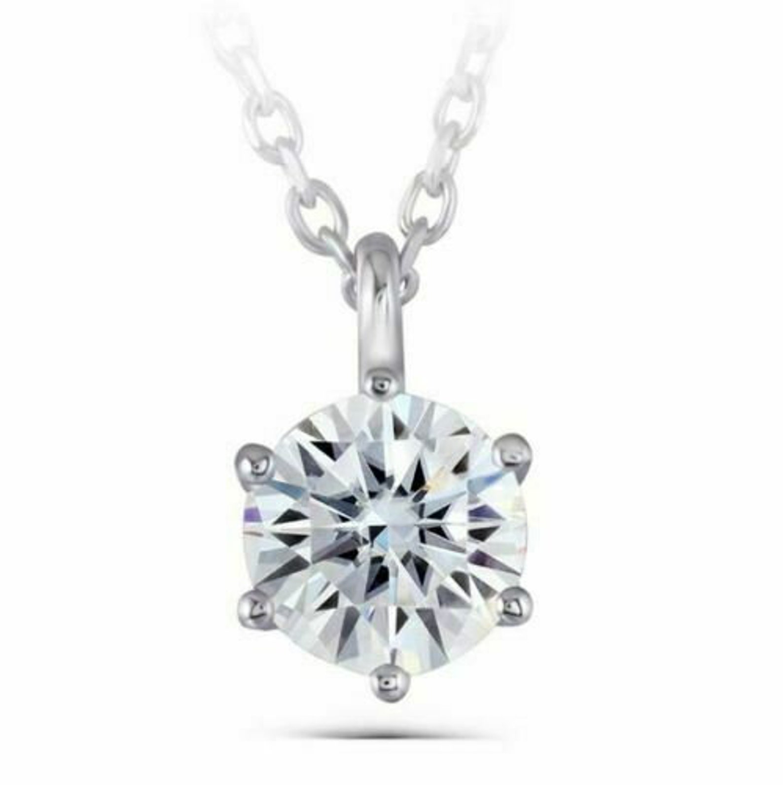 2.ct Moissanite Solitaire Pendant 925 Sterling Silver Etsy