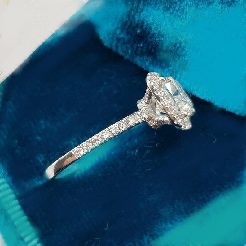Classic Halo Engagement Ring 2 CT Cushion Cut Moissanite Ring Unique Jewelry For Women 14k White Gold Wedding Anniversary Ring,Gift Ring