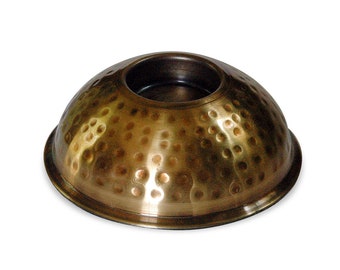 Two Pack Hammered Metal T - Light / Incense Cone Holder/Ash Catcher in Antique  Brass Finish