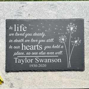 Custom 8”x12” Dandelion Slate Sign, Memorial Garden Plaque, Loss of Loved One Sign, Rest Peace Custom Memorial Garden Stone, Cemetery Plaque