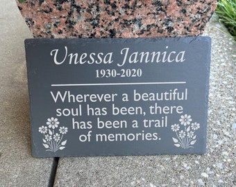 Custom 8”x12” Flowers Slate Sign, Memorial Garden Plaque, Garden Dedication Sign, Rest in Peace Custom Memorial Garden , Cemetery Plaque