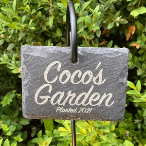 Custom Laser Engraved Small Slate Sign For Memorial Garden, Tree Dedication, Plant Marker Add Any Text You Need, Plaque Special Day Mom Dad