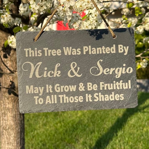 Custom 2 Hole Hanging 6”x9” Slate Sign For Memorial Garden, Flower Dedication, Door Marker Add Any Text You Need, Sign Personalize Engrave