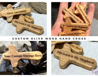 Wooden Prayer Cross, Christian Gifts, Personalized Cross, Engraved Memory, Baptism Handheld Clinging, Confirmation Gift, Wood Holy Crosses