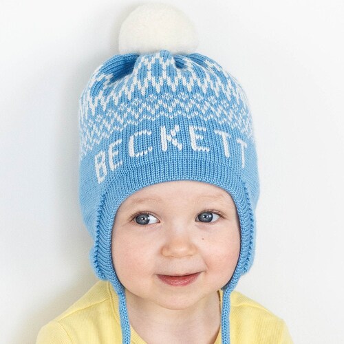 Girls & Boys Personalized Winter Hat Pom Pom Beanie With Ear Etsy