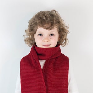 Handmade Red Knitted Wool Scarf, Personalized with Embroidered Name for Boys and Girls image 3