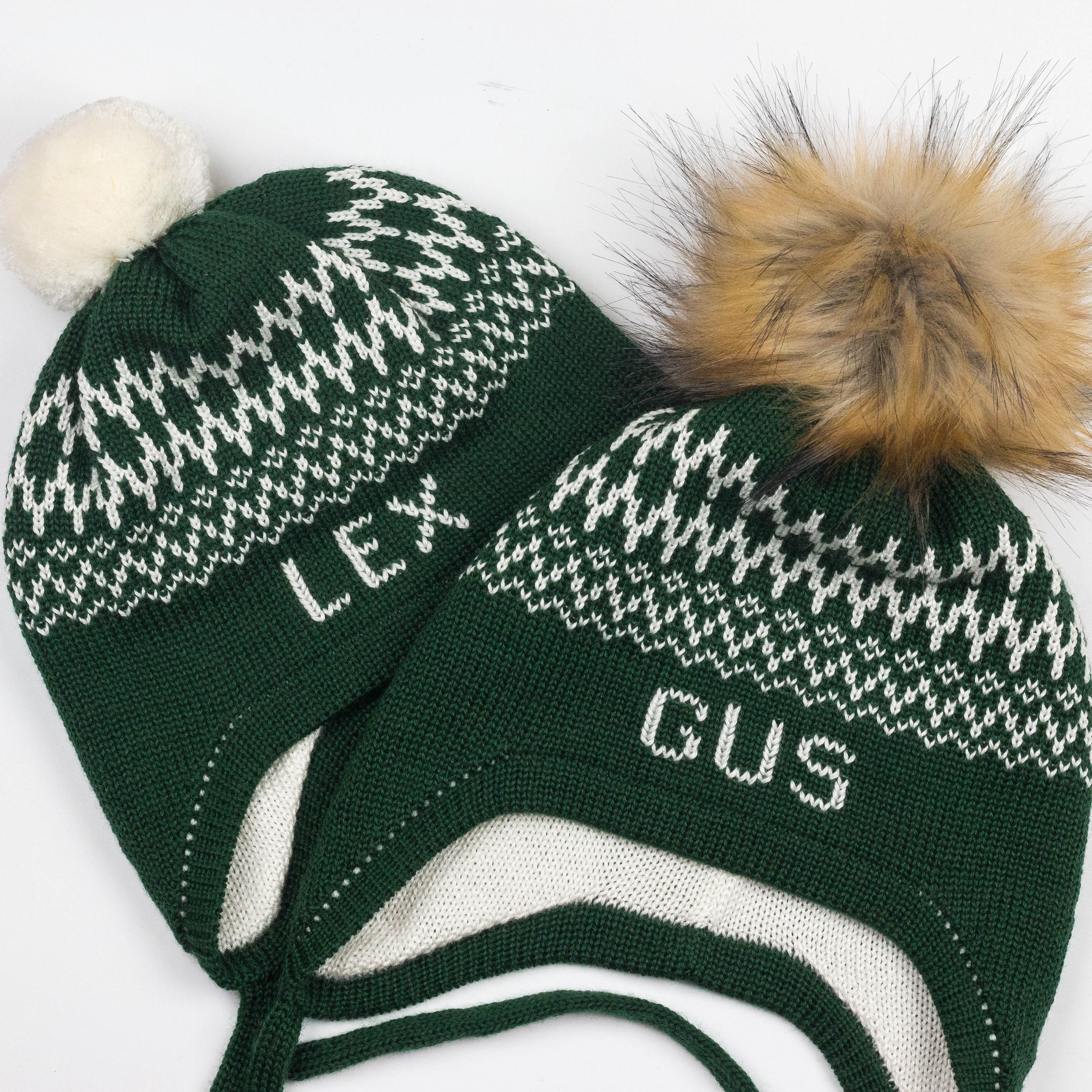 Green Patterned Knit Earflap Hat Comment KITTYHAT for a link to the pattern. Bring out the  main image 4