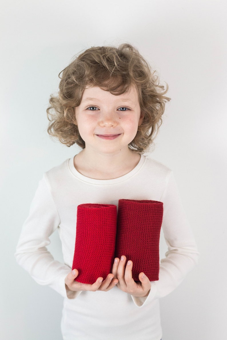 Handmade Red Knitted Wool Scarf, Personalized with Embroidered Name for Boys and Girls image 4