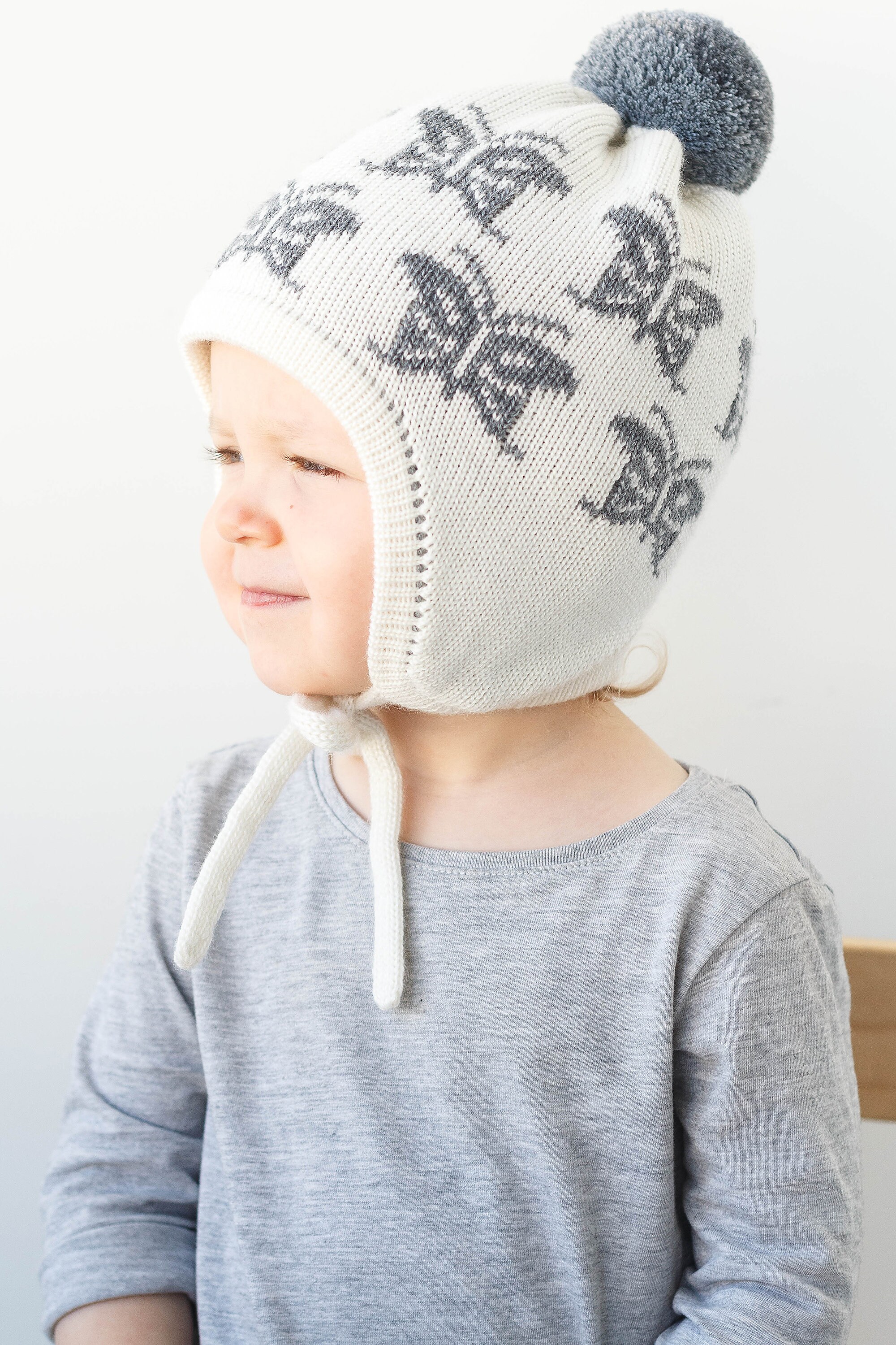 Toddler girl winter hat with ear flaps and pompom Winter Etsy