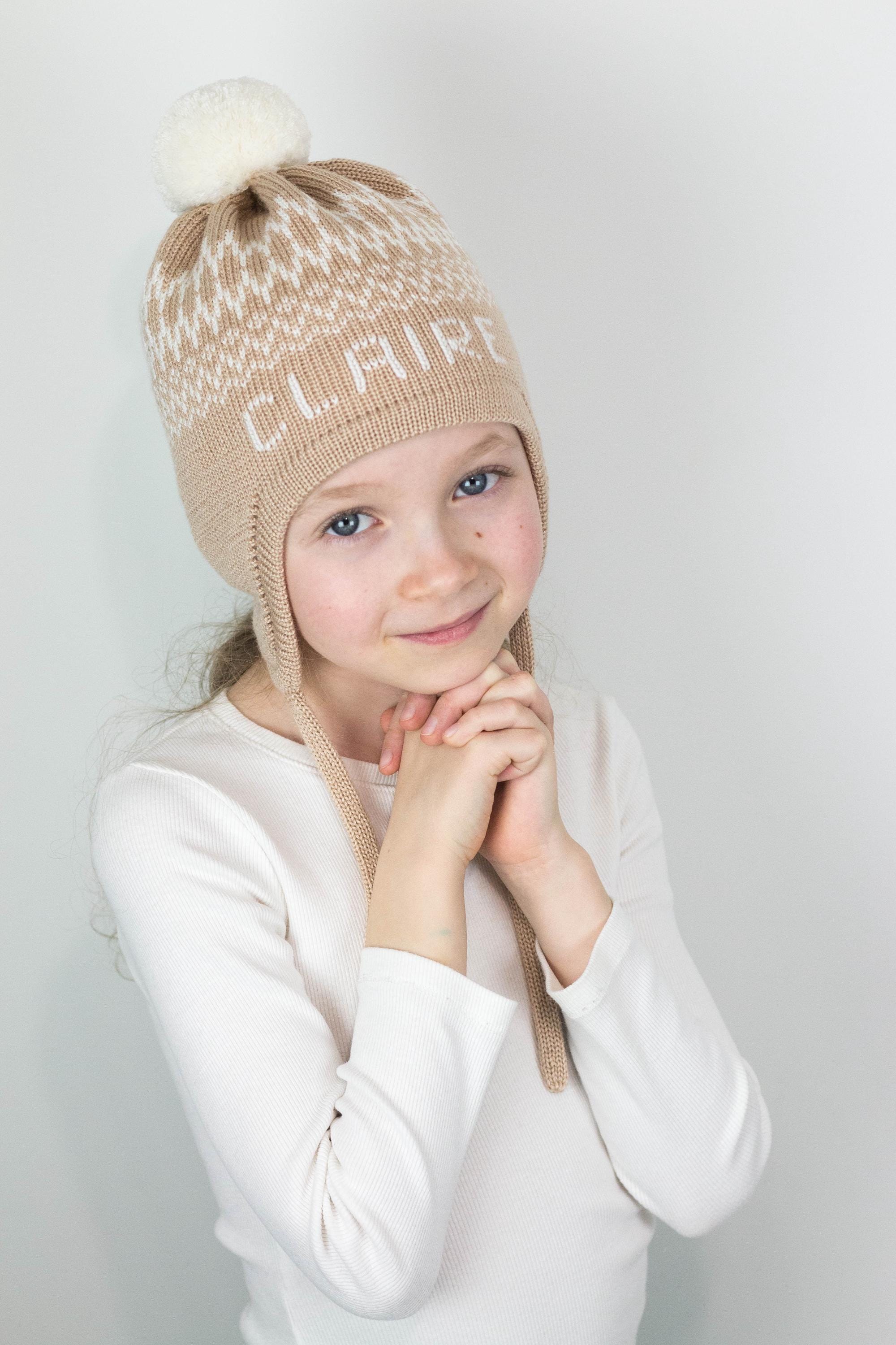 Handmade White & Multicolor Wool Knit Pom Pom Winter Hat With Fair Isle Pattern 5918500_002.jpg?v=1694612637&  main image 3