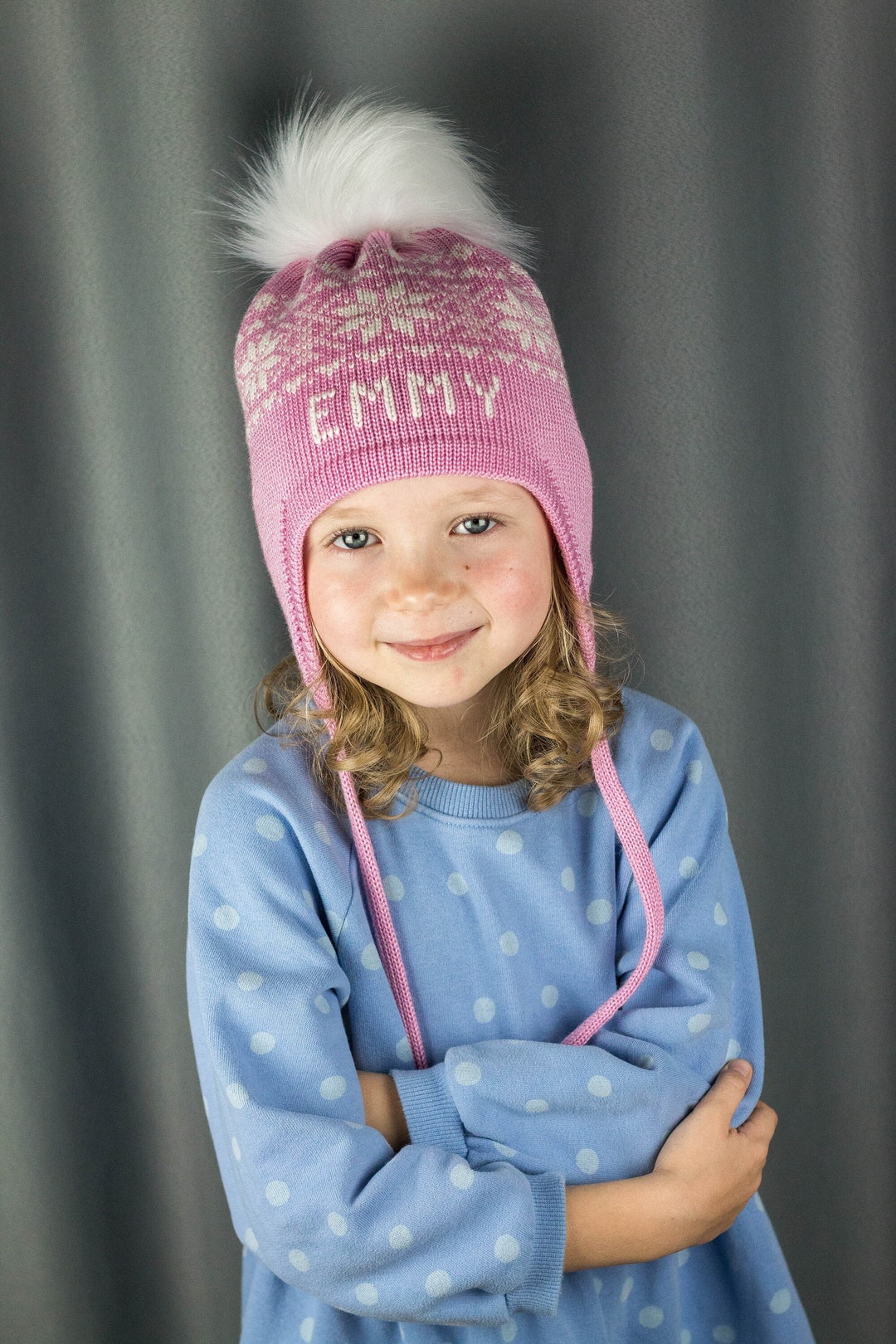 Personalized Girls Winter Hat With Name Toddler Girl Custom Beanie With