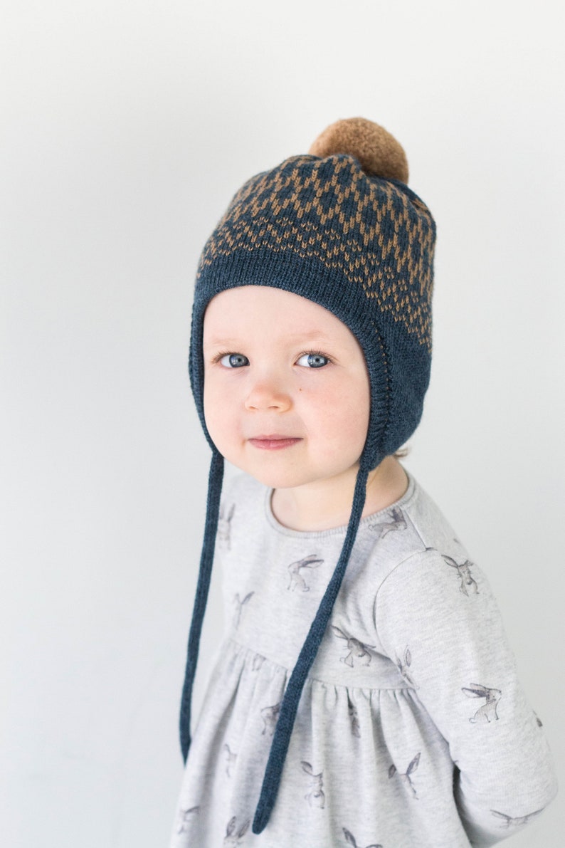 Fair isle toddler winter hat with ear flaps Custom toddler Etsy