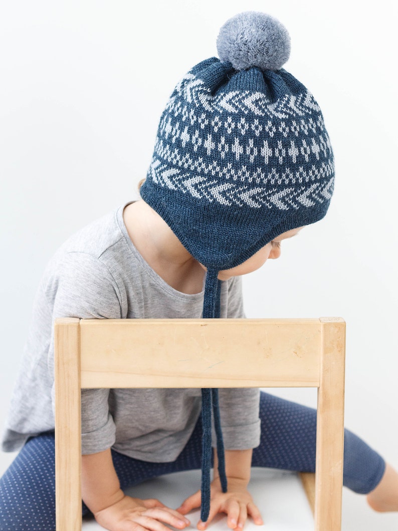 Fair Isle Baby Hat With Ear Flaps Toddler Winter Hat With Etsy
