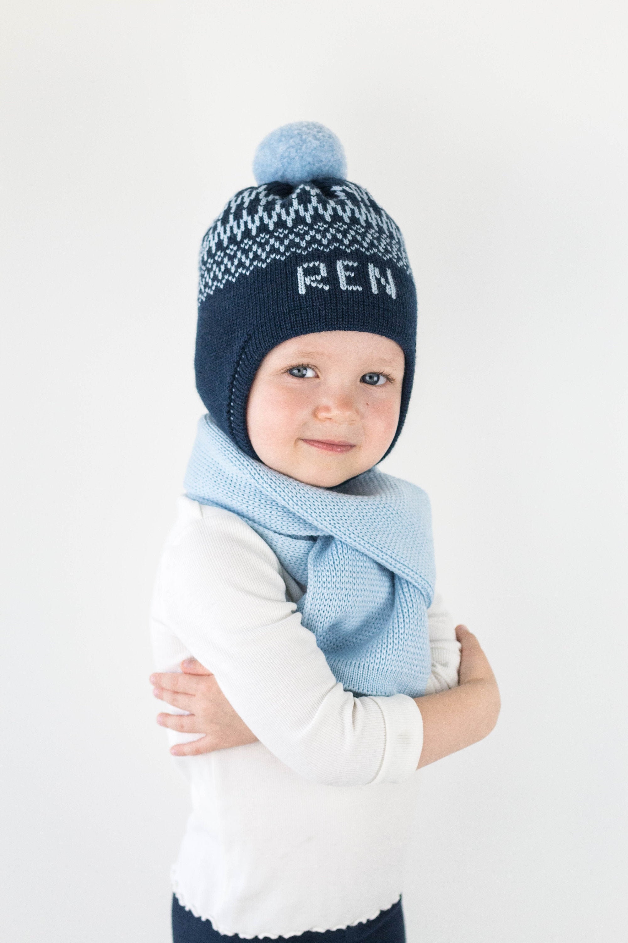 Personalized kids winter hat and scarf set Custom baby knit Etsy